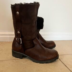 UGG Dark Brown Winter Boots with Shearling Lining